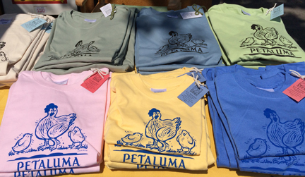 Chicken t-shirts at Art & Garden Festival, Petaluma