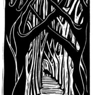Fading Coyote, lino cut for poetry book Fading coyote illustration for a poetry book