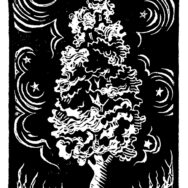 Fire in the Night Sky, lino cut Fire in the Night Sky